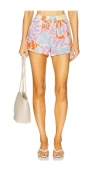 L*space Lspace Rio Linen Cover-up Drawstring Shorts In Multi