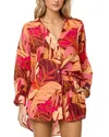 L*space Rio Button Front Linen Cover Up Tunic In Multi