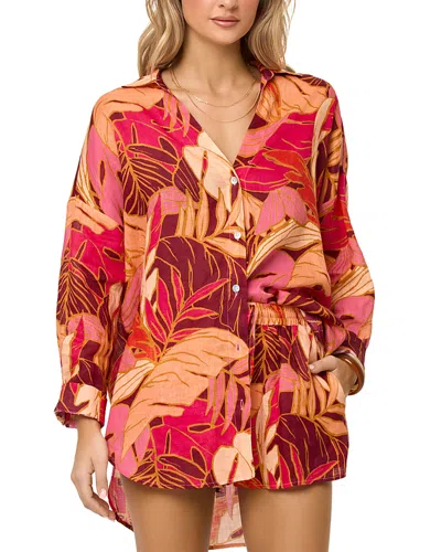 L*SPACE L*SPACE RIO BUTTON FRONT LINEN COVER UP TUNIC