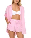 L*space Rio Button Front Linen Cover Up Tunic In Pink