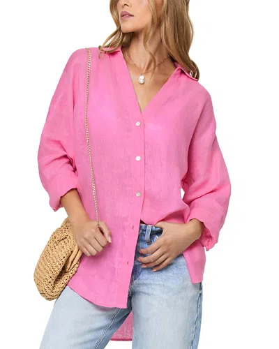 L*space Rio Button Front Linen Cover Up Tunic In Pink