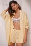 L*space Rio Linen Buttondown Tunic Top In Yellow