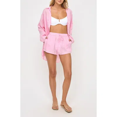 L*space Lspace Rio Linen Cover-up Drawstring Shorts