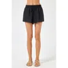 L*space Lspace Rio Linen Cover-up Drawstring Shorts In Black