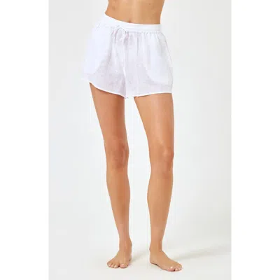 L*space Lspace Rio Linen Cover-up Drawstring Shorts In White