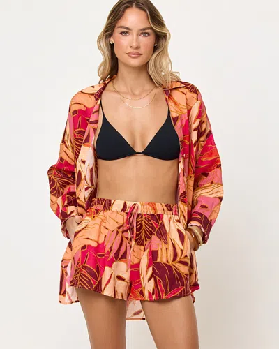L*space Rio Linen Cover Up Shorts In Leaf It To Me