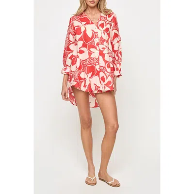L*space Lspace Rio Linen Cover-up Tunic In Red