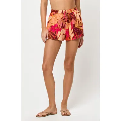 L*space Lspace Rio Linen Cover-up Drawstring Shorts In Multi