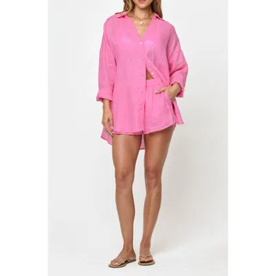 L*space Lspace Rio Linen Cover-up Tunic In Pink
