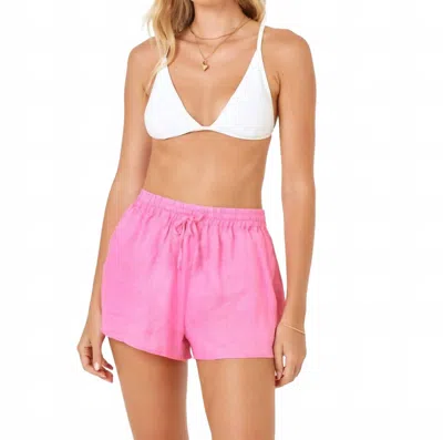L*space Lspace Rio Linen Cover-up Drawstring Shorts In Pink