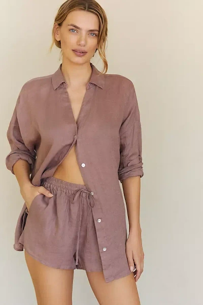 L*space Rio Linen Shorts In Beige