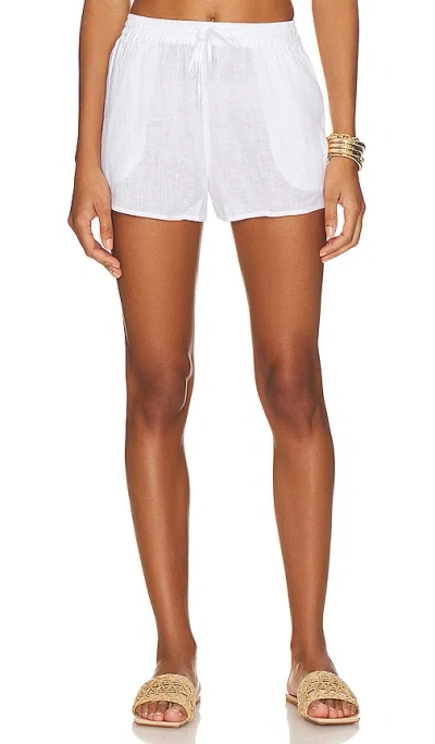 L*space Lspace Rio Linen Cover-up Drawstring Shorts In White