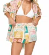 L*space Lspace Rio Linen Cover-up Drawstring Shorts In Multi