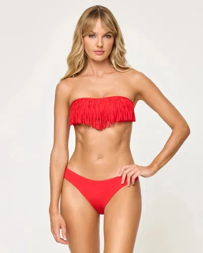 L*space Rocky Bikini Bottom Women's Orange Stretch French Cut Swimwear Jzz700 In Red