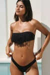 L*space Lspace Dixie Fringe Strapless Bikini Top In Black
