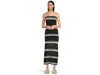 L*space Rosalia Dress Small Black Striped Flower Cut-out Strapless Gbo1957 In Black