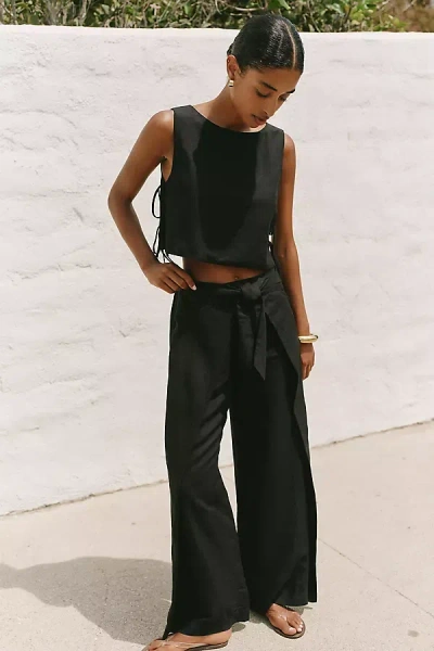 L*space Rylee Linen Blend Wide Leg Pants In Black