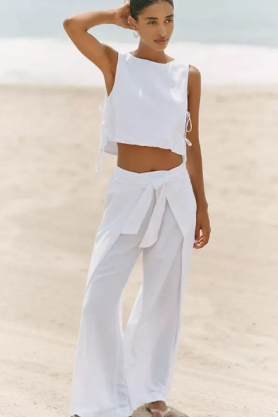 L*space Rylee Linen Blend Wide Leg Pants In White