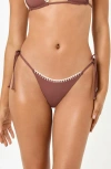L*space Lspace Samba Bitsy Side Tie Bikini Bottoms In Brown