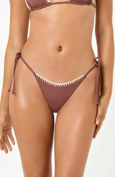 L*space Lspace Samba Bitsy Side Tie Bikini Bottoms In Brown