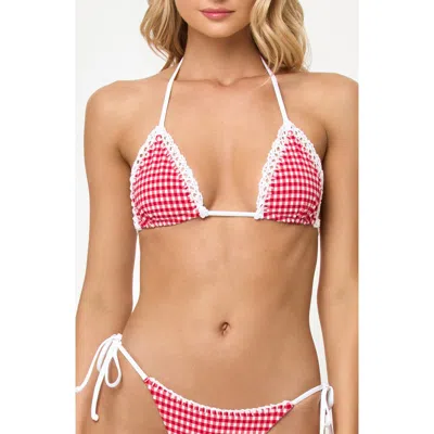 L*space Lspace Samba Embroidered Trim Bikini Top In Red