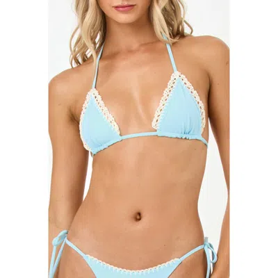 L*space Lspace Samba Embroidered Trim Bikini Top In Blue