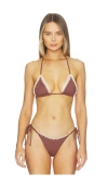 L*space Lspace Samba Embroidered Trim Bikini Top In Brown