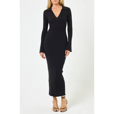 L*space Lspace San Clemente Long Sleeve Cover-up Maxi Dress In Black