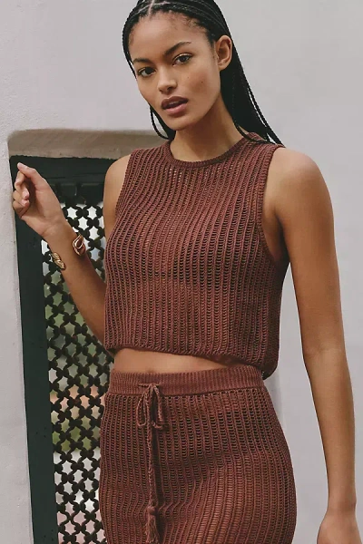 L*space Sander Crochet Tank In Brown