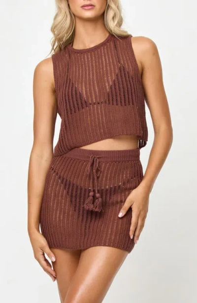 L*space Lspace Sander Open Stitch Cover-up Tank In Brown