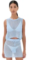 L*space Santer Crochet Cover Up Crop Top In Blue