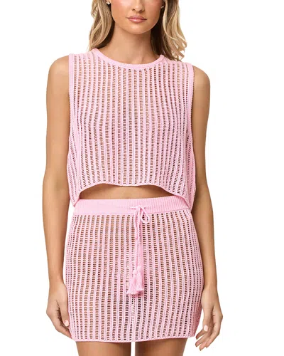 L*space Santer Crochet Cover Up Crop Top In Pink