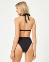 L*space Savannah Bikini Bottom Women Black Stretch High Waist Swimwear Buu191 In Black