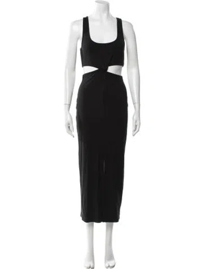 Pre-owned L*space Scoop Neck Midi Length Dress In Black
