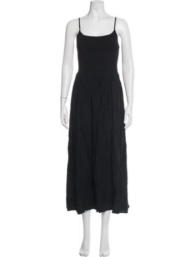 Pre-owned L*space Scoop Neck Midi Length Dress In Black