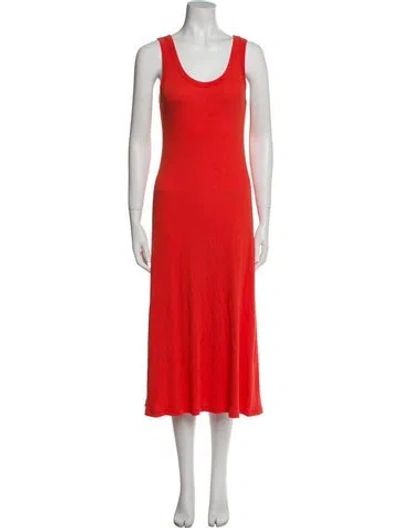 Pre-owned L*space Scoop Neck Midi Length Dress In Orange