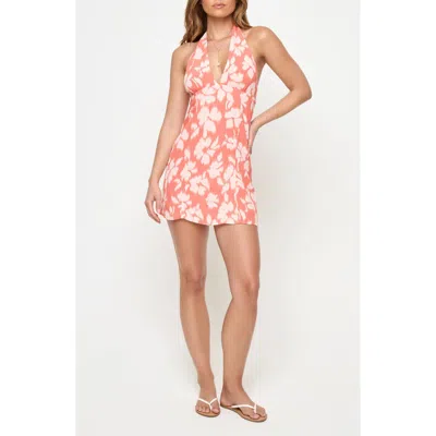 L*space Lspace Seabreeze Floral Cover-up Halter Minidress In Pink