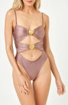 L*space Lspace Seas The Day Bikini Top In Smoky Quartz