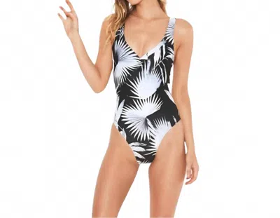 L*space Shadow Palm Ricki One Piece Swimsuit In Black/white