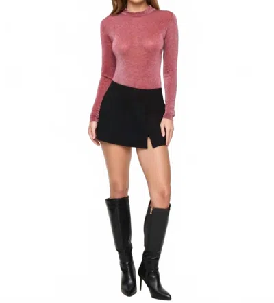 L*space Shimmer Long Sleeve Mock-neck Top In Sangria In Brown