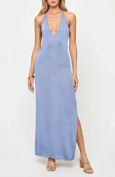 L*space Lspace Shine All Night Halter Cover-up Halter Maxi Dress In Blue