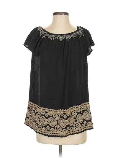 Pre-owned L*space Short Sleeve Blouse In Black