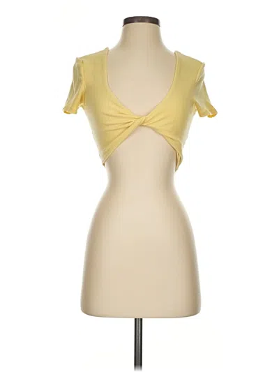 Pre-owned L*space Short Sleeve Top Yellow Strapless Neckline Tops