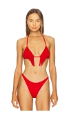 L*space Lspace Sienna Fringe Triangle Bikini Top In Flame