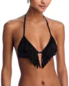 L*space Lspace Sienna Fringe Triangle Bikini Top In Black