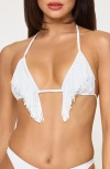 L*space Lspace Sienna Fringe Triangle Bikini Top In White