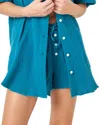 L*space Lspace Skipper Cotton Gauze Cover-up Shorts In Blue
