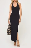 L*space Lspace Skye Halter Rib Cover-up Maxi Dress In Black