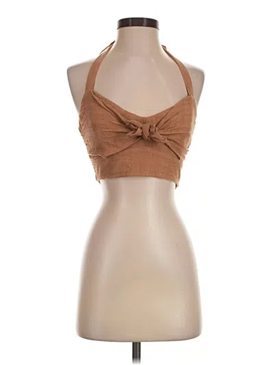 Pre-owned L*space Sleeveless Top Brown Halter Neckline Tops