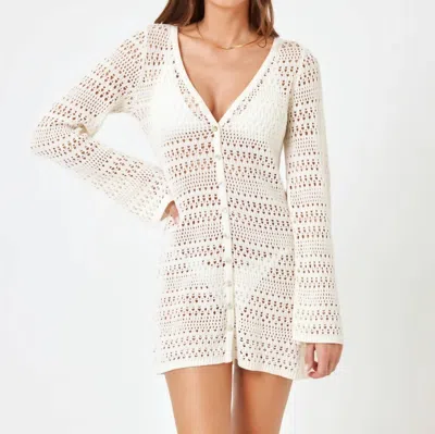 L*space Lspace Sofia Open Stitch Long Sleeve Cover-up Sweater Dress In Cream
